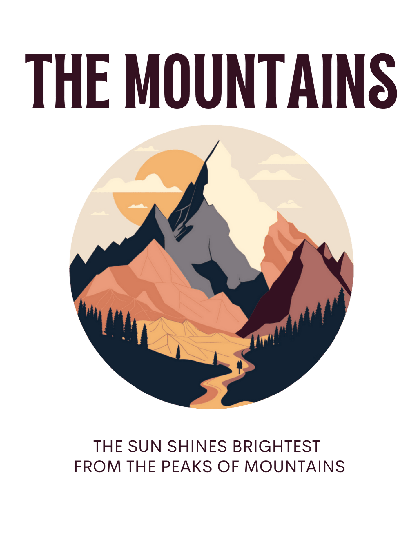 Travel mug with a handle 'The mountains. The sun shines brightest from the peaks of mountains'