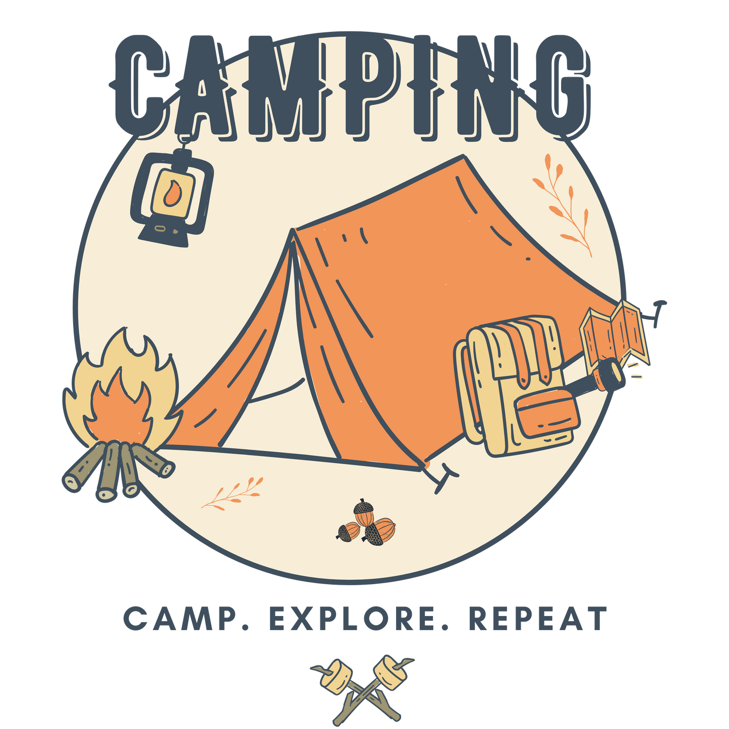 Unisex t-shirt 'Camping. Camp. Explore. Repeat'