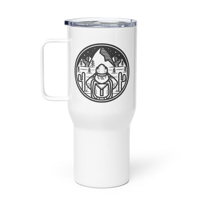 Travel mug with a handle 'Ready to hike'