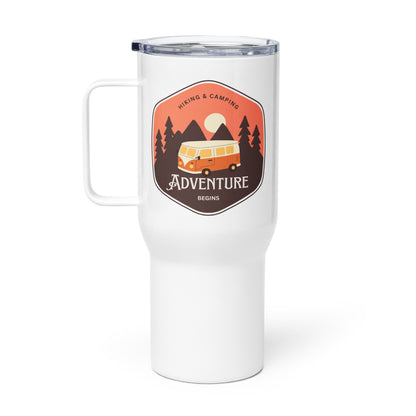 Travel mug with a handle 'Hiking&Camping'